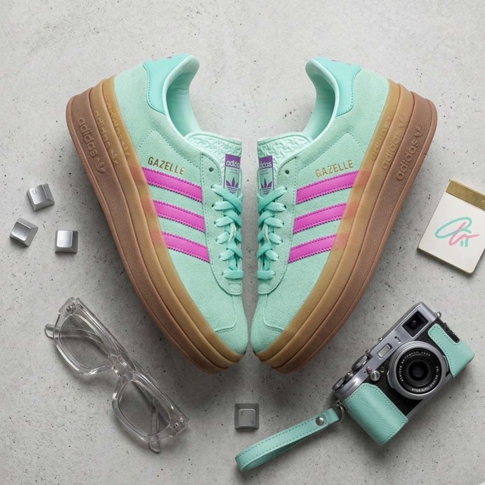 Adidas Gazelle Bold Platform Sneakers Mint Pink Gum NWT 5.5Y / Women’s 7.5